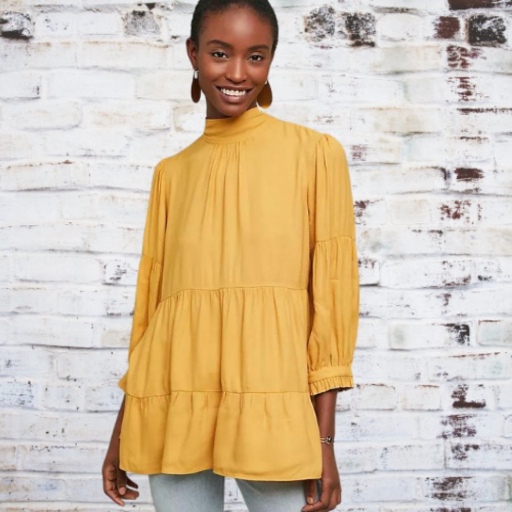 Maeve by Anthropologie Goldie Tiered Blouse